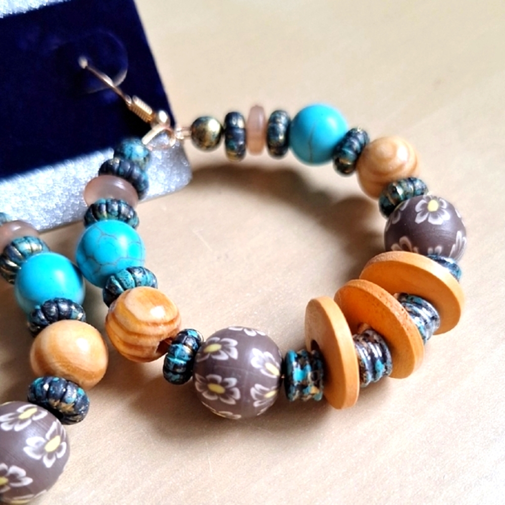 3 For $15 Bohemian Beaded Hoop Earrings - Picture 4 of 5